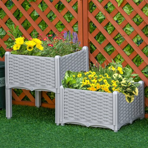 Self-Watering Raised Garden Bed with Legs - Gray Planter Box