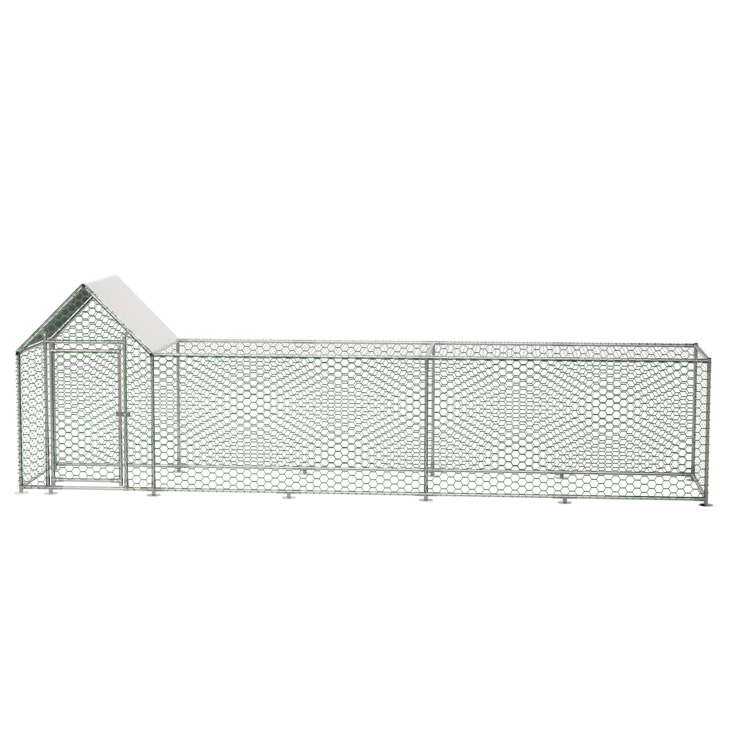 Large Metal Chicken Coop with Walk-In Run, Cover & Lockable Door - Multiple Sizes