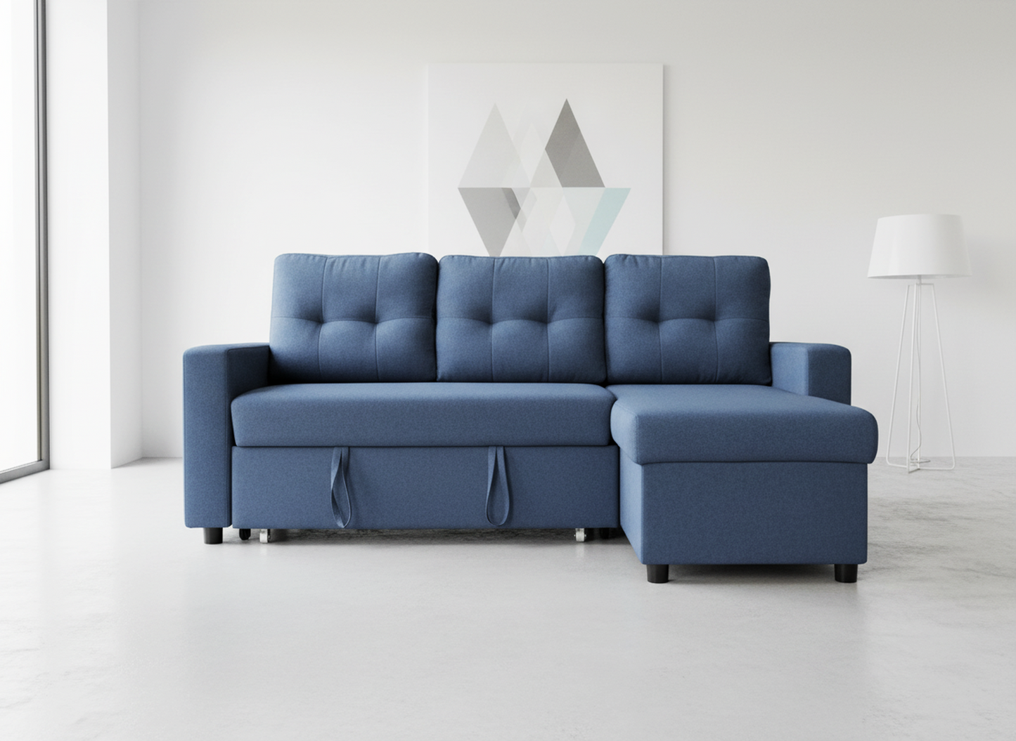 Convertible L-Shaped Sectional Sleeper Sofa Bed, Stylish Apartment