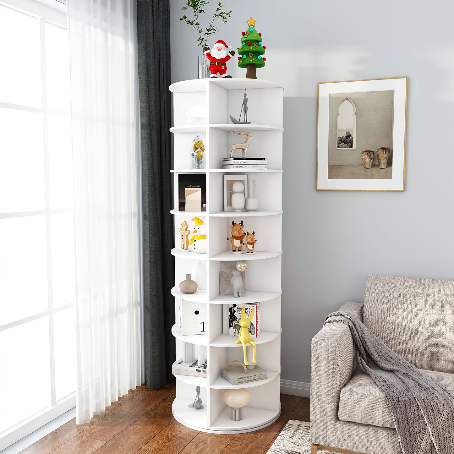Rotating Shoe Rack Tower, 8-Tier Spinning Storage Rack, Free Standing