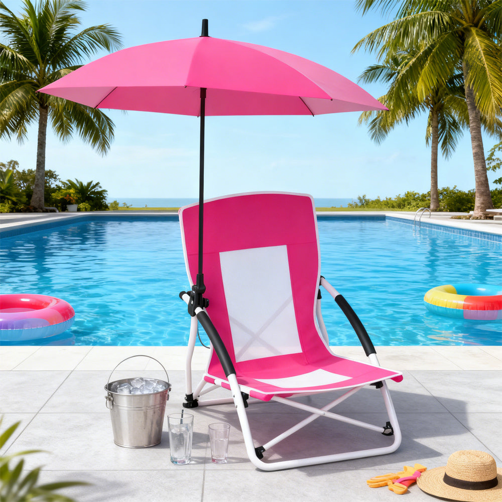 Portable Beach Chair with Adjustable Umbrella - UPF 50+ Protection