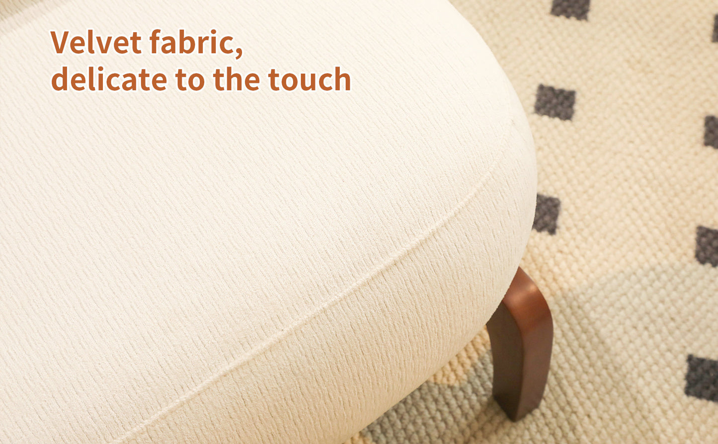 Cozy White Accent Chair with Solid Wood Legs - Armless Design