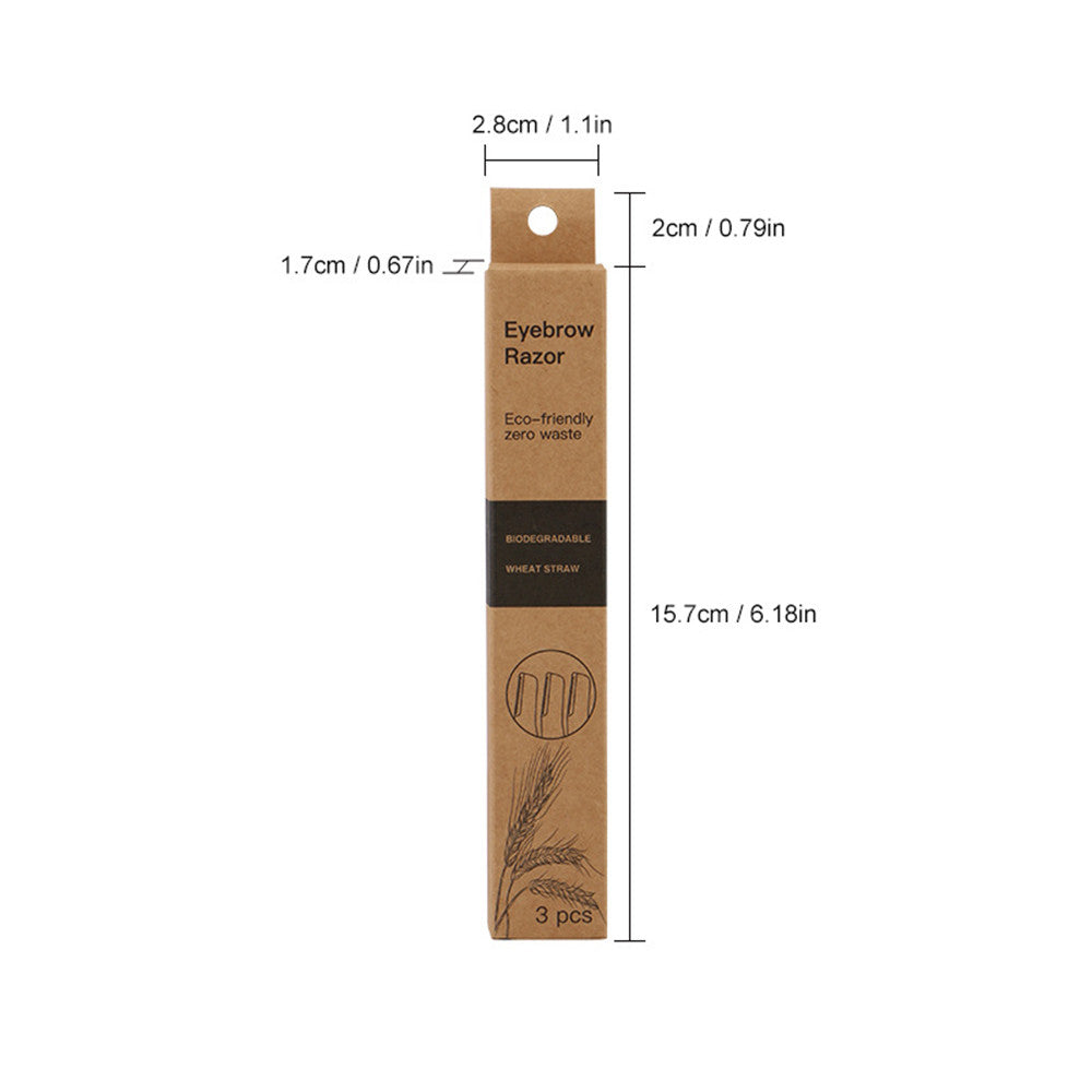 Eco-Friendly Wheat Straw Eyebrow Trimming Knife 3 Pack - Natural Makeup Tools