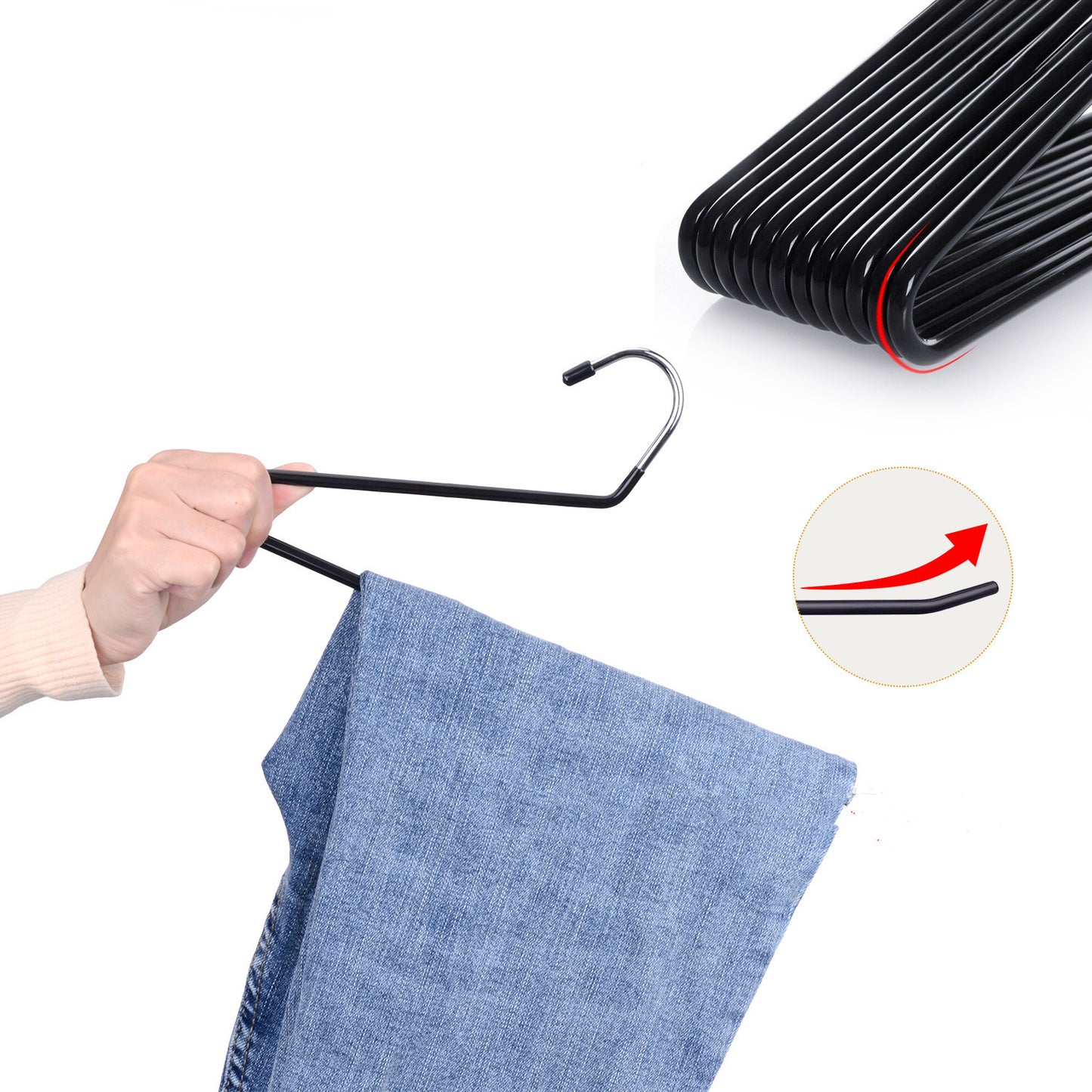 Z-Shaped Pants Clip for Wardrobe Storage - Black