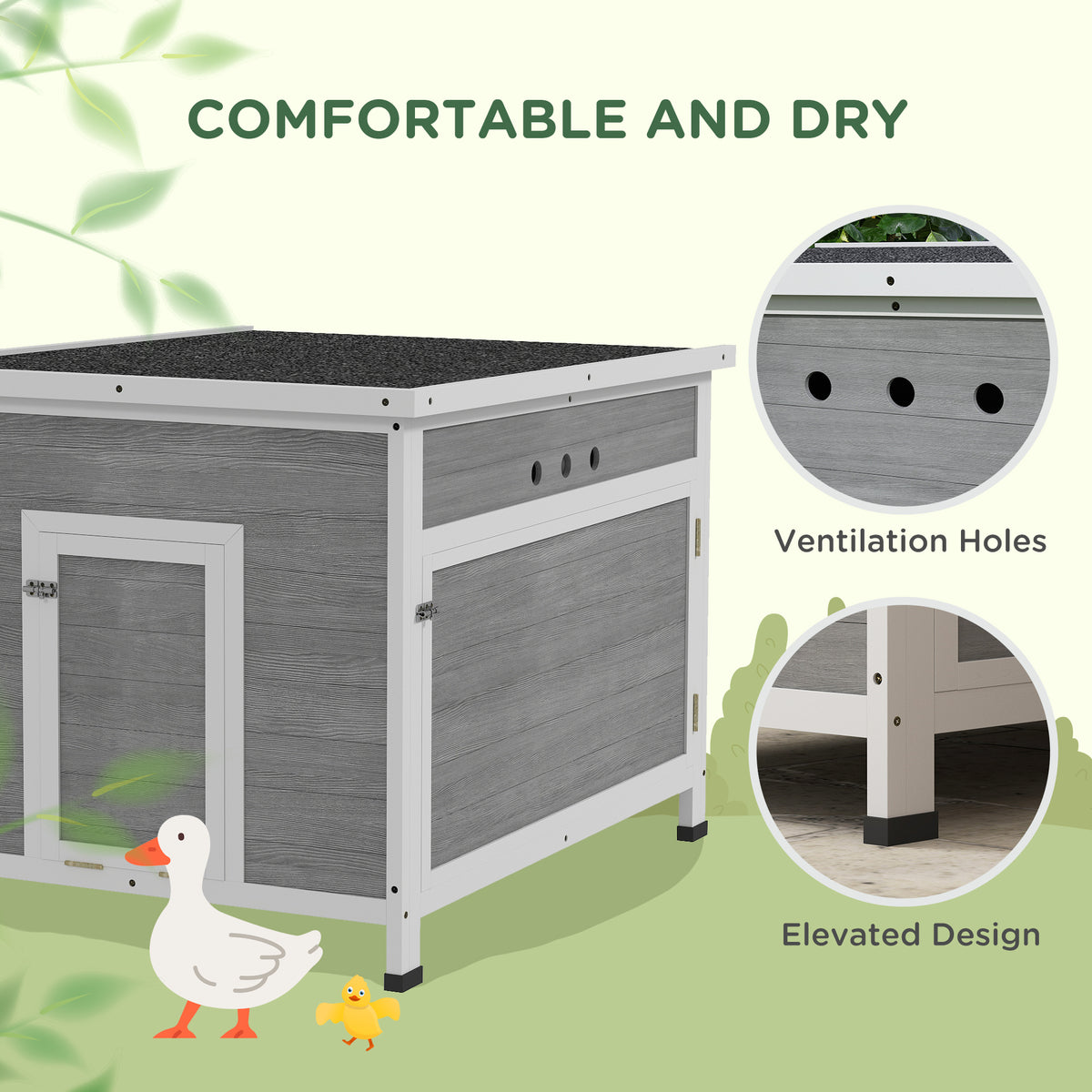 Wooden Duck Coop with Openable Roof and Removable Floor - 30x38 Inches