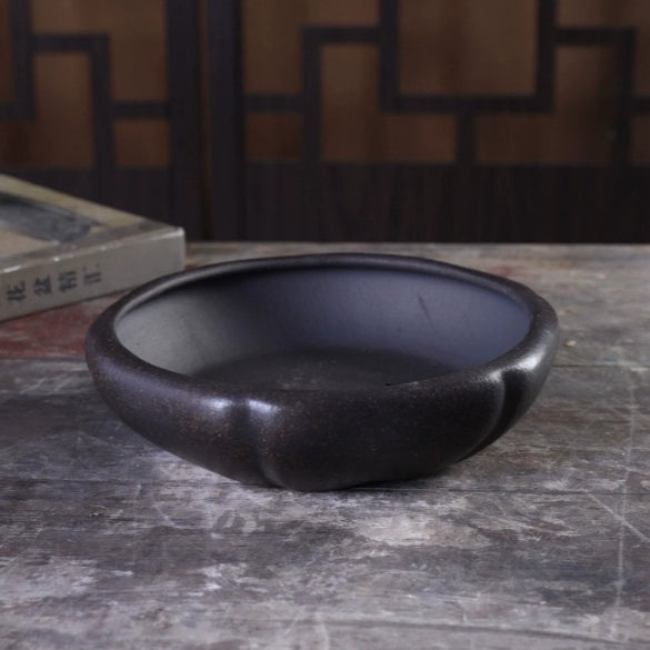 Ancient Copper Mud Ceramic Flower Pot - Handmade Desktop Plant Holder