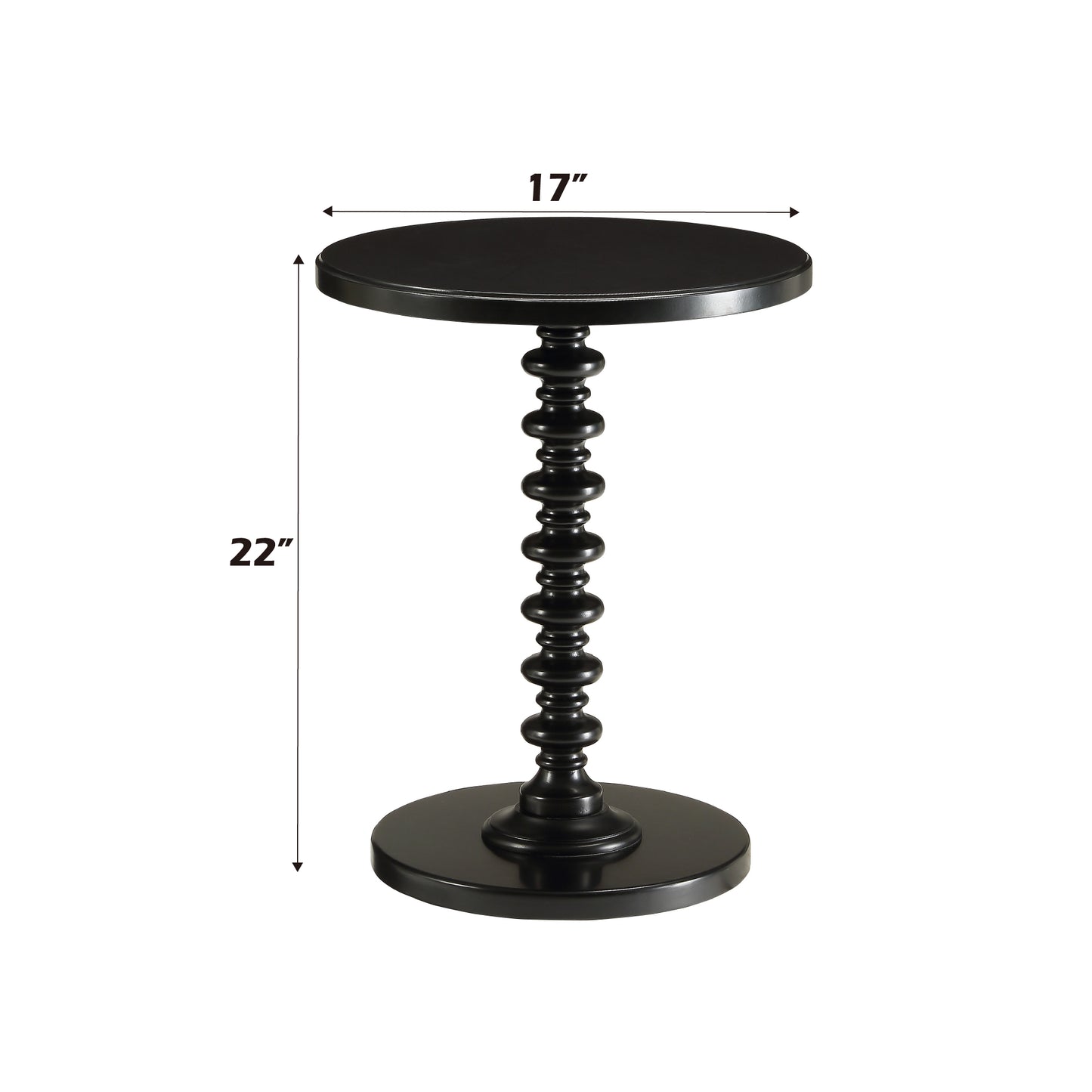 Acton Black Finish Round Pedestal Accent Table - 22" Height