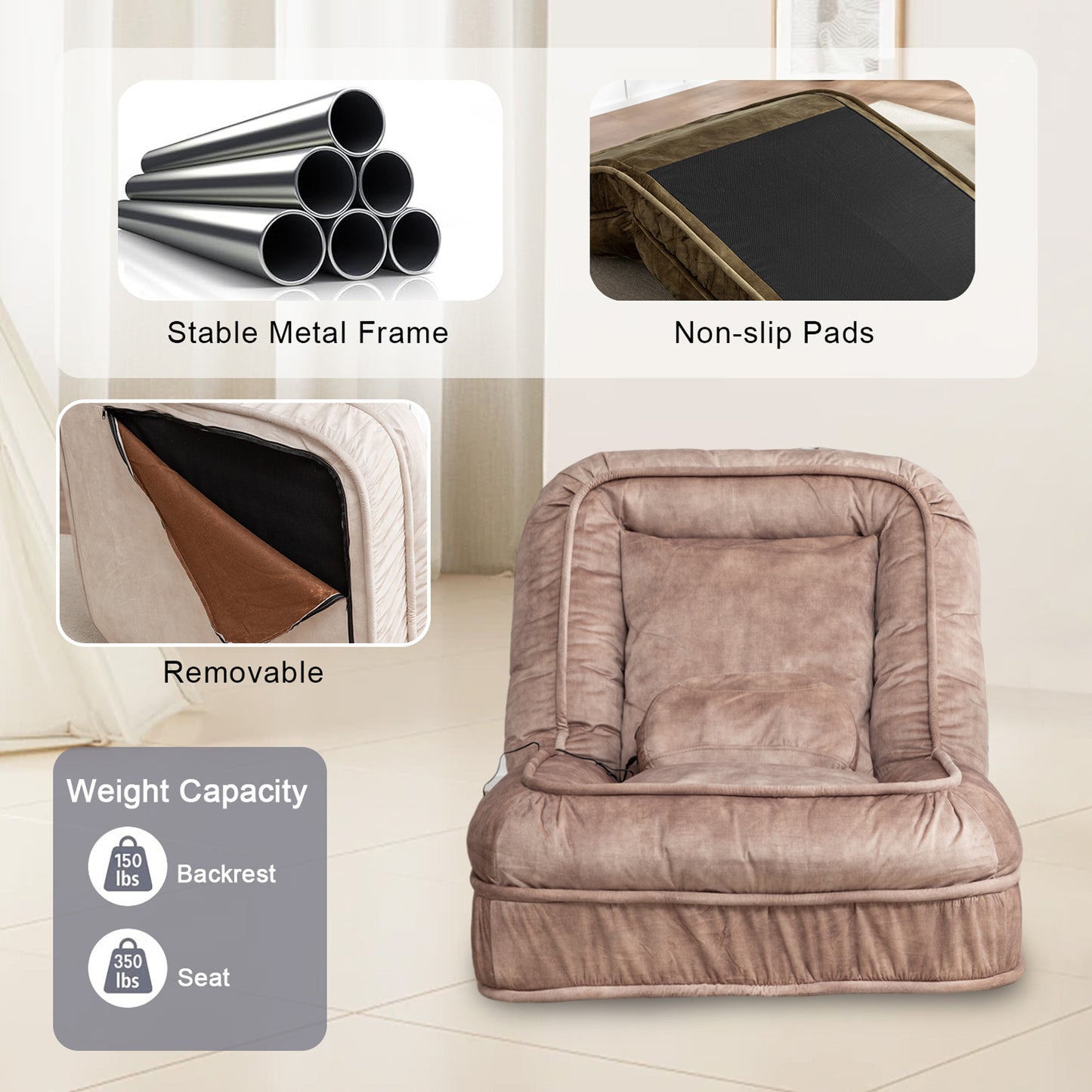 Pet Guardrails for Sofa - Brown, Adjustable Safety Barrier for Pets