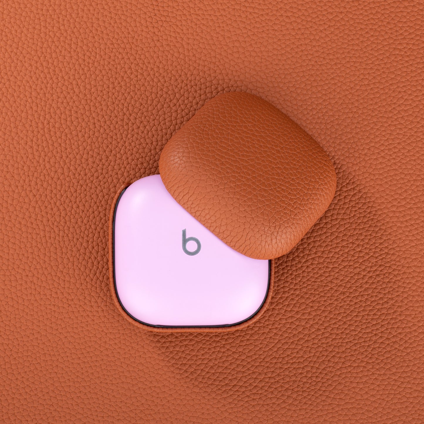 Lychee Pattern Cowhide Earphone Case - Full-Body Leather Protection