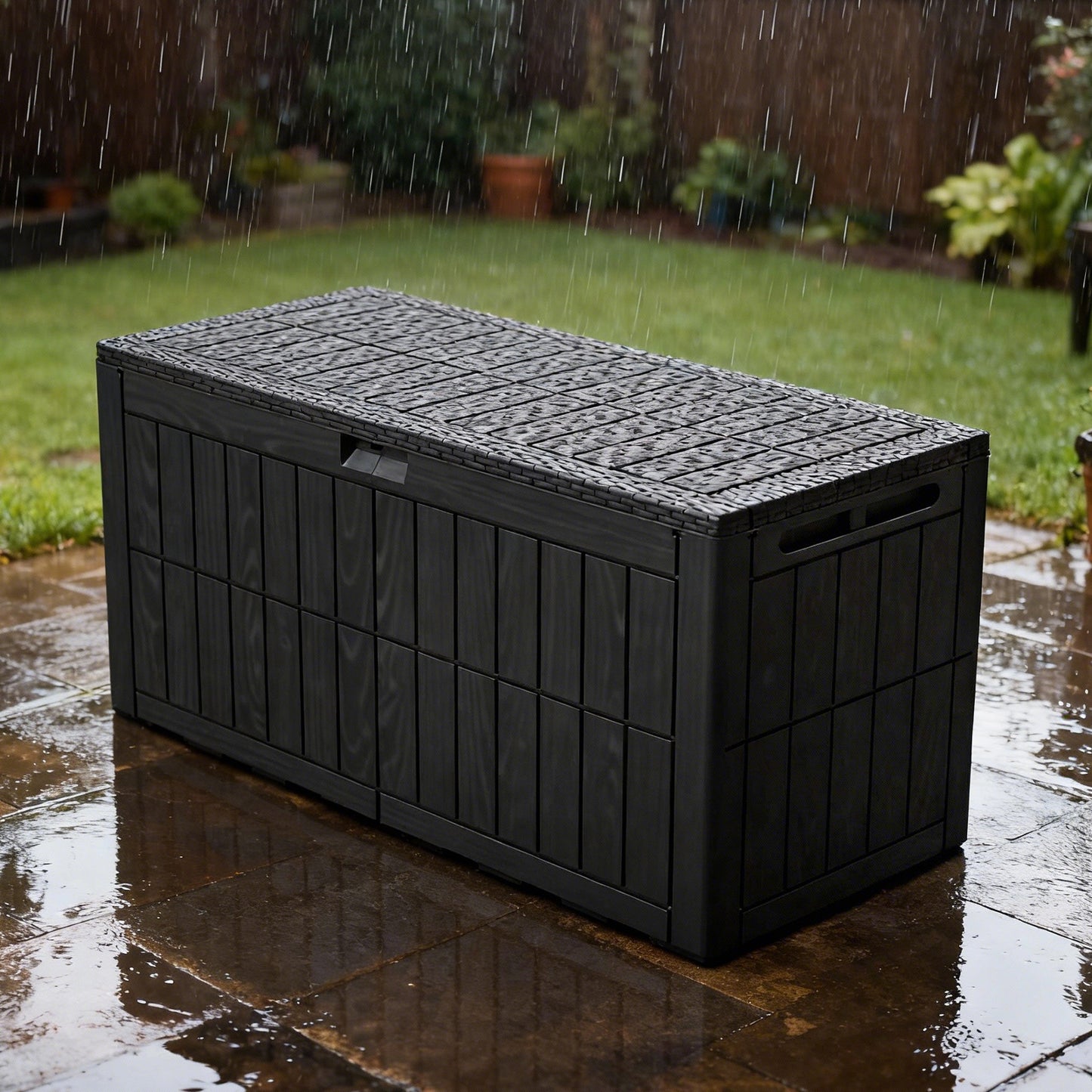 1 0 Gallon Outdoor Storage Box Water Proof Resin Deck Lockable Bin