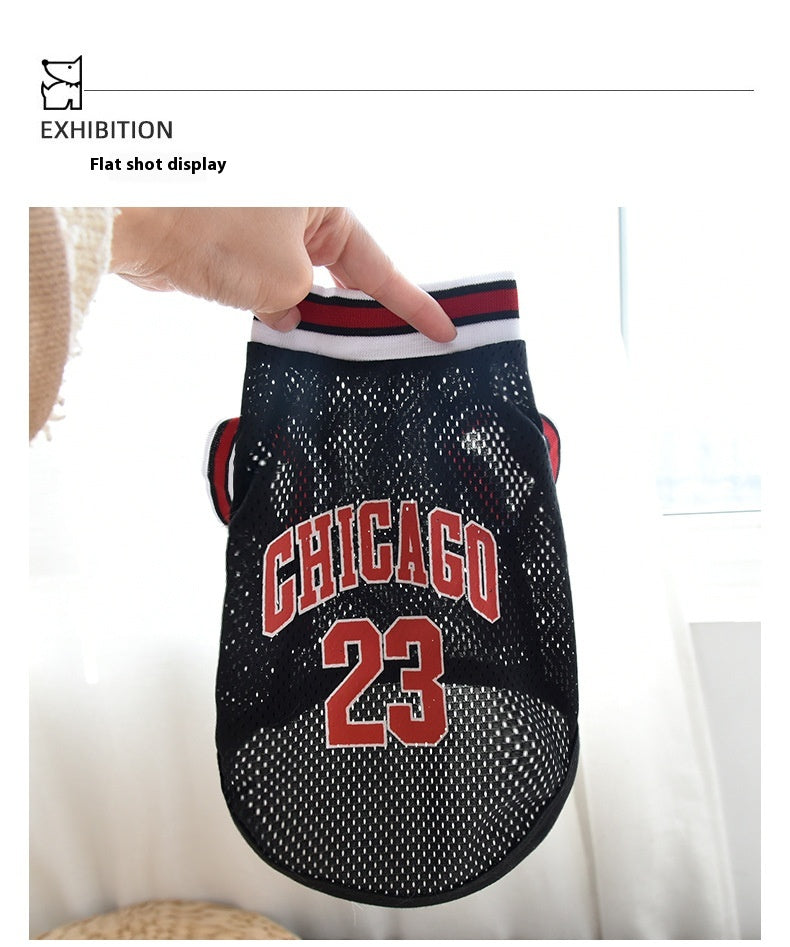 Large Mesh Basketball Dog Vest - Summer Pet Clothes for Active Dogs