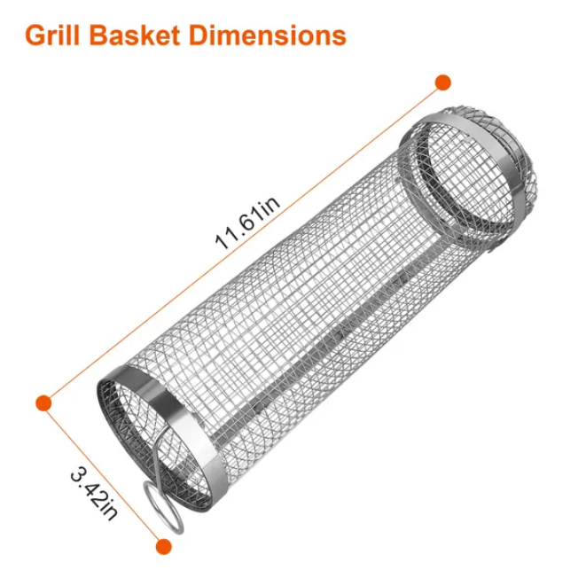 Portable Stainless Steel BBQ Basket with Removable Cover - 2 Pcs