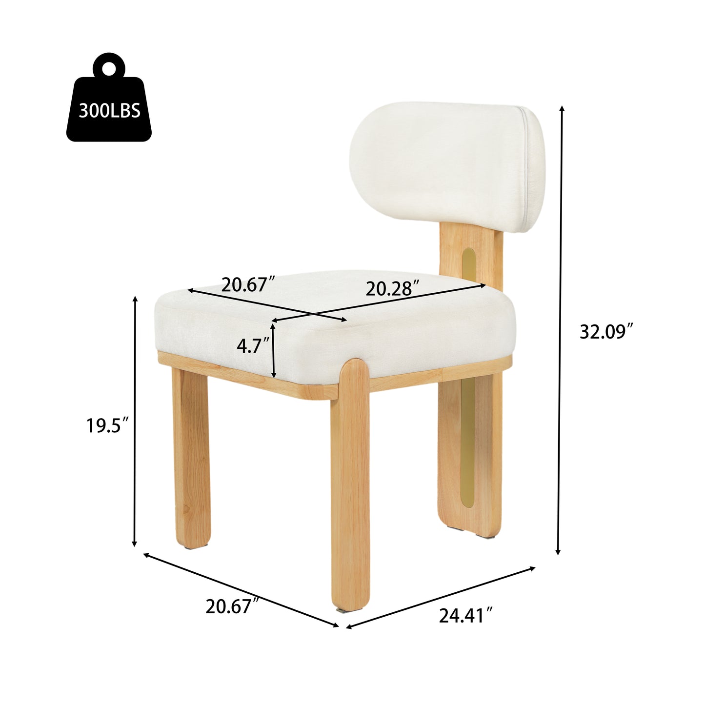 Modern Round Upholstered Dining Chair Set - Beige & Natural