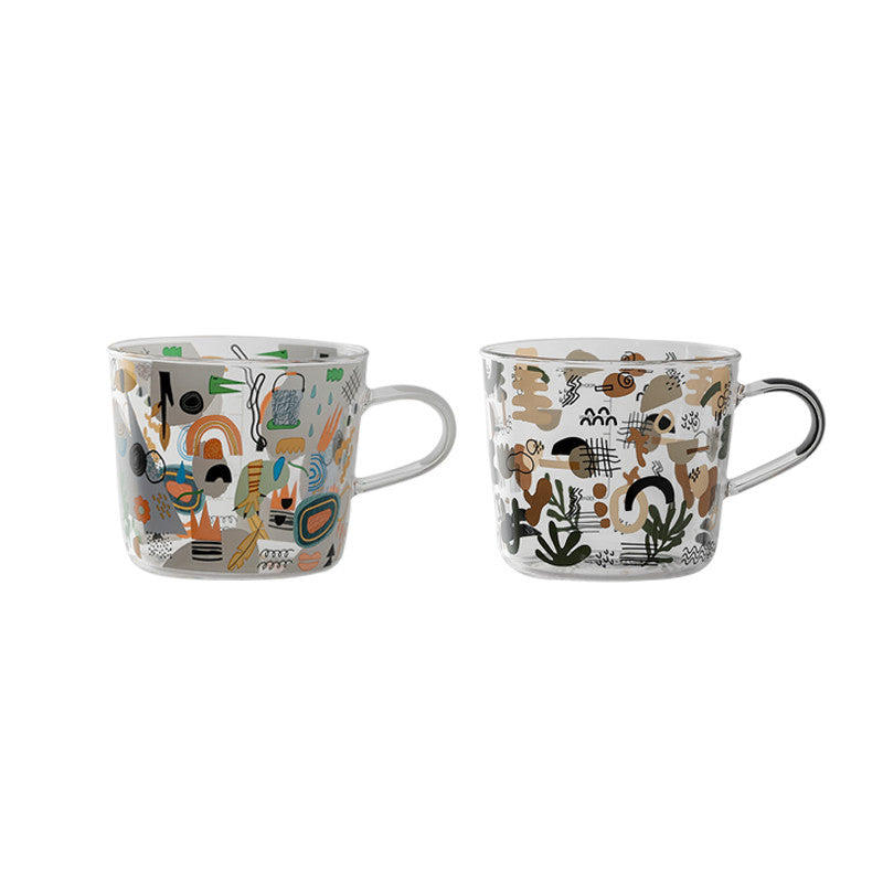 Simple Printing Glass Cup Set - Multiple Styles Home Drinkware