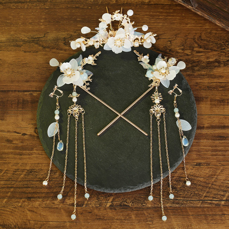 Full Set Tassel Hairpins Headwear Jewelry Antique Style Hair Accessories