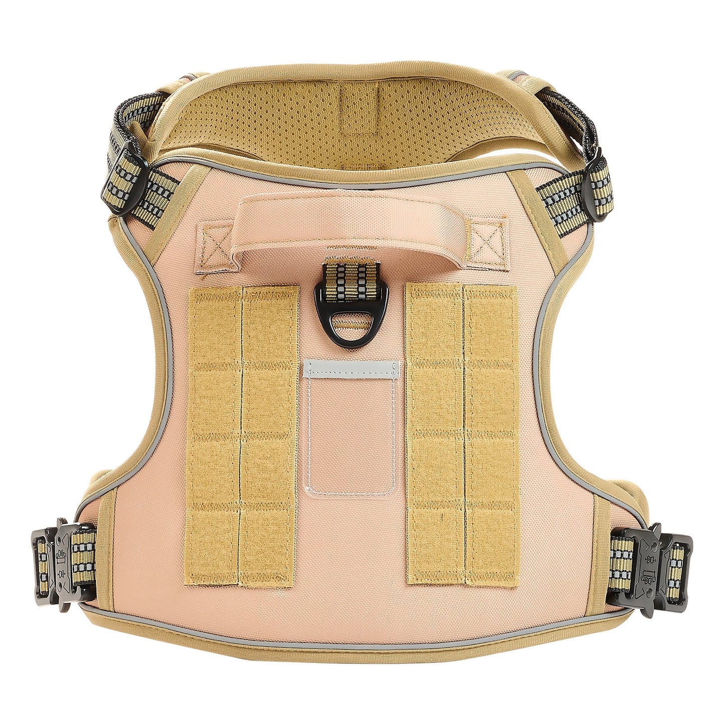 No Pull Tactical Dog Harness for Large Dogs - Adjustable Khaki Vest