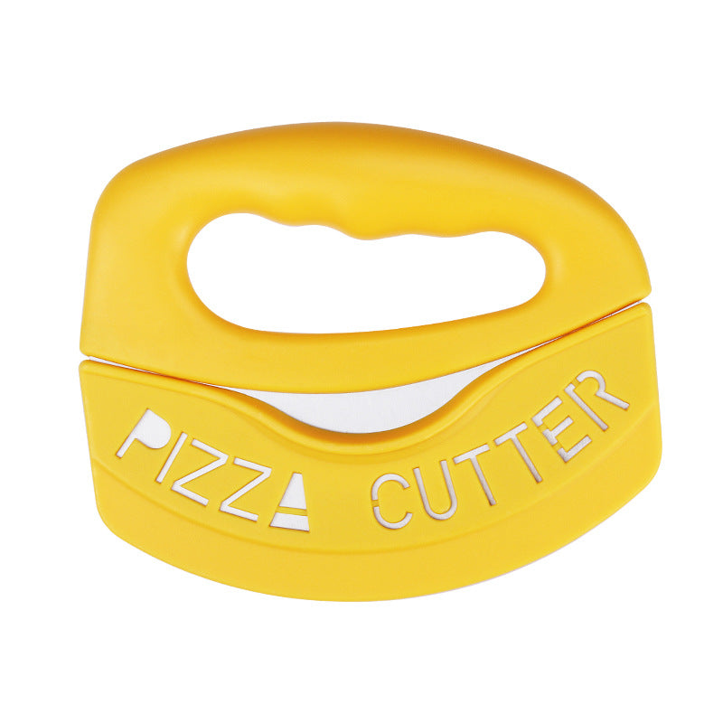 Stainless Steel Pizza Cutter with Protective Cover - Yellow Kitchen Tool