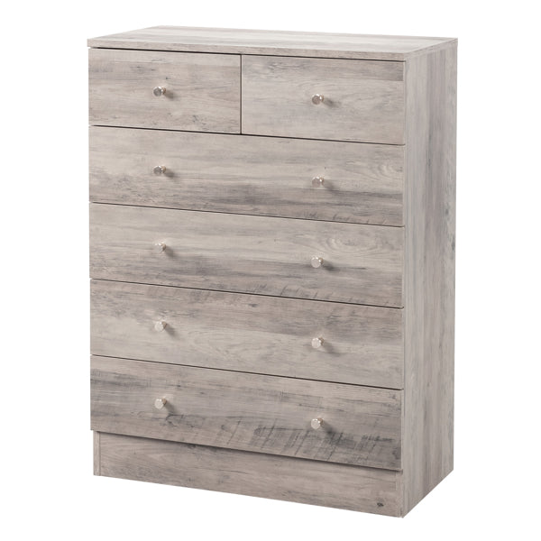 5-Drawer Chest with Matte Gold Handles - Gray Particle Board