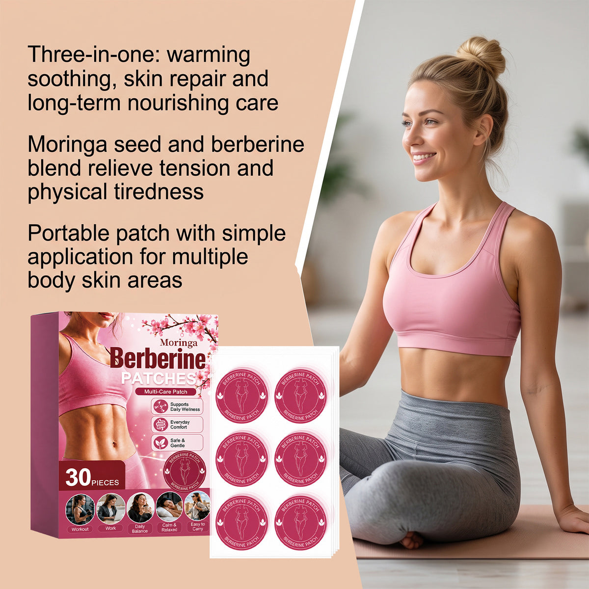 Body Care Patches - 30 Pieces with Moringa & Berberine