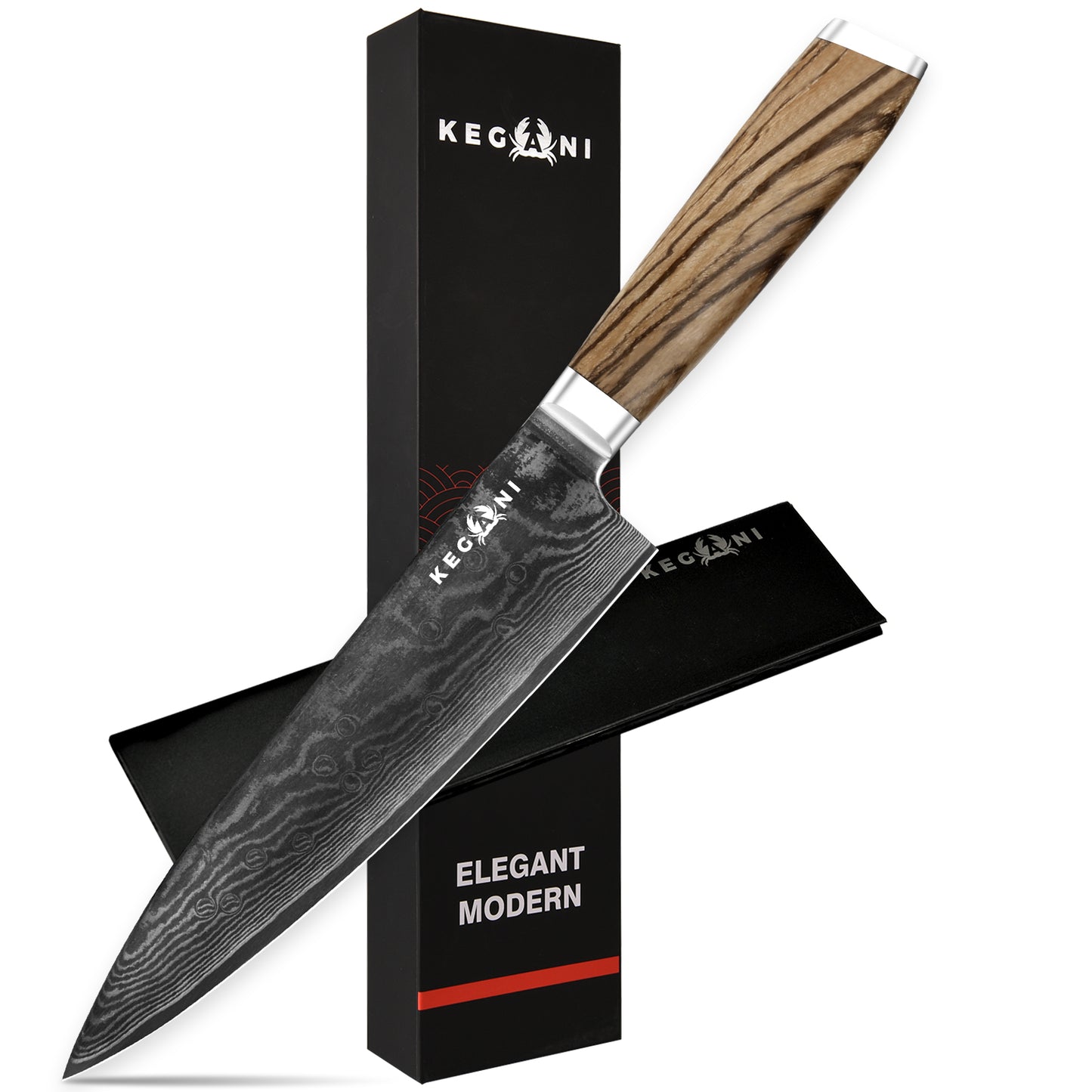 8-Inch Japanese Chef Knife - VG-10 Damascus Steel with Ergonomic Handle