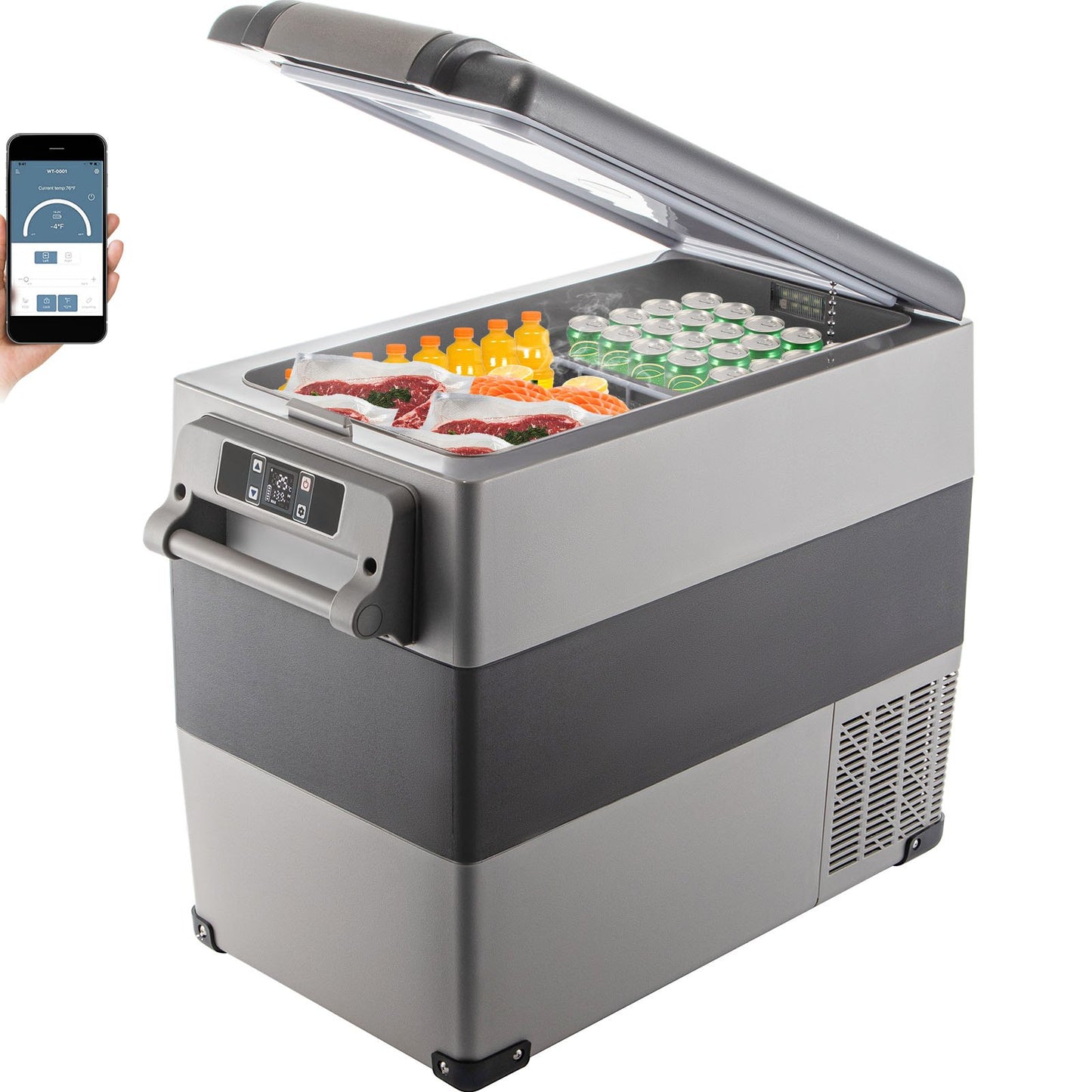 12V Portable Car Refrigerator 58 Quart Dual Zone Cooler Freezer for RV Camping