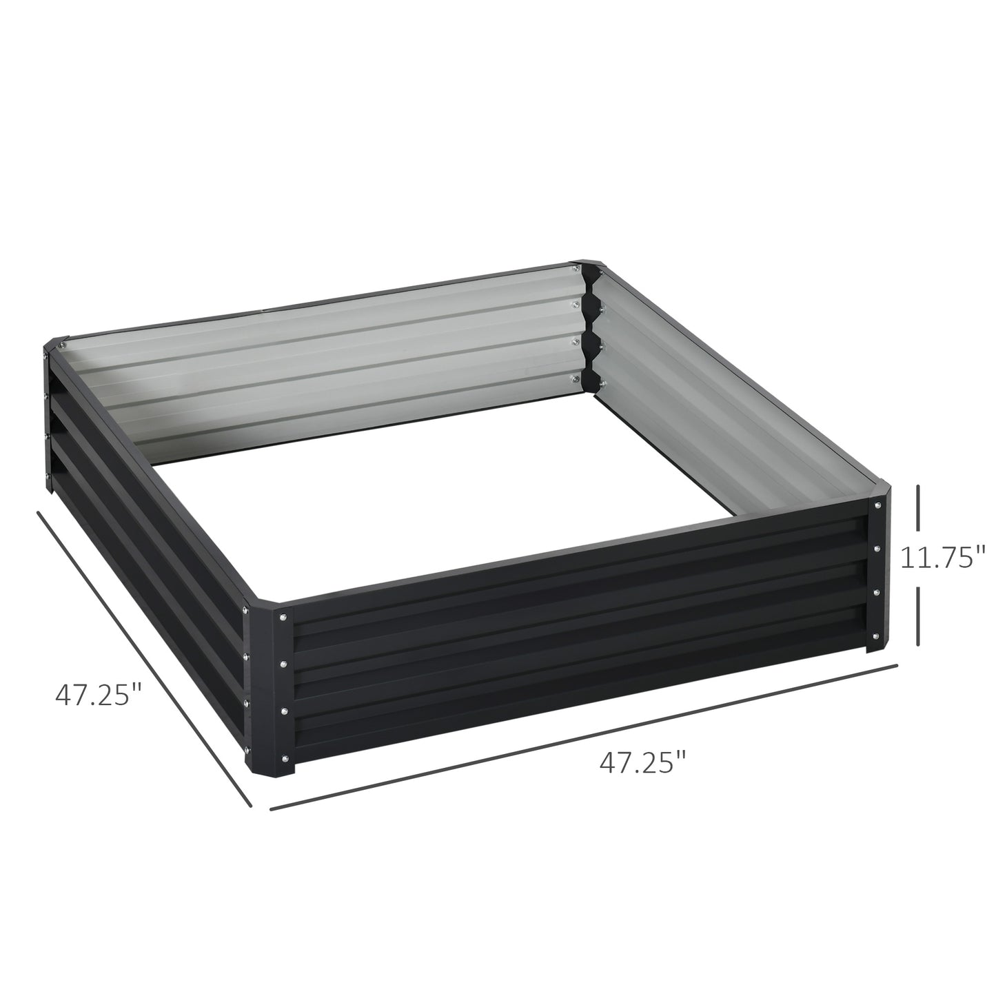 Galvanized Steel Raised Garden Bed 4x4x1 ft for Vegetables Flowers Herbs Gray