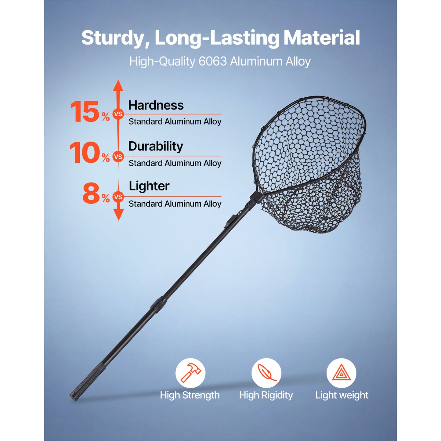 Foldable Telescopic Fishing Net - Lightweight Aluminum Fish Landing Gear with Silicone Mesh