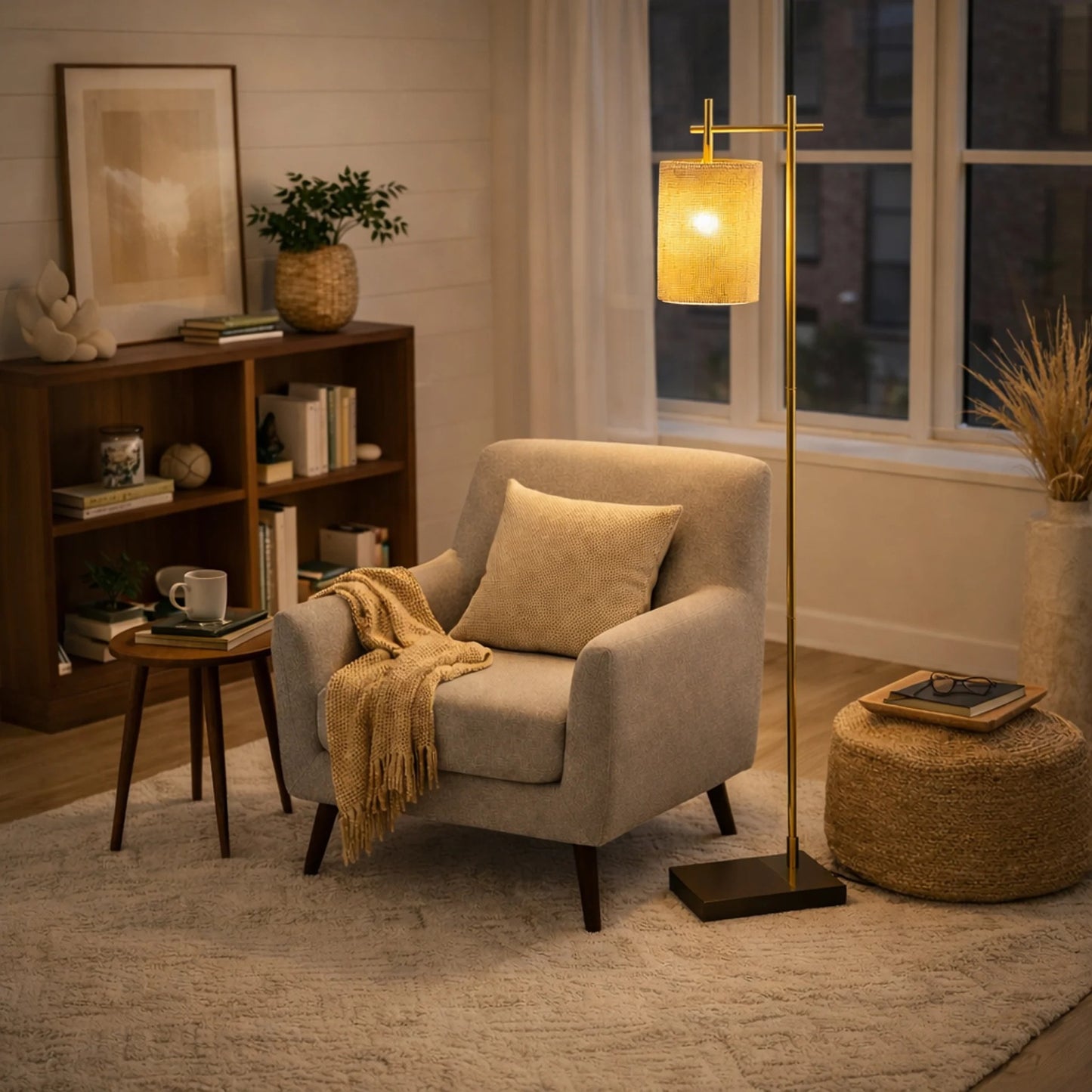 Tall Corner Floor Lamp, Standing Light For Living Room, Bedroom &