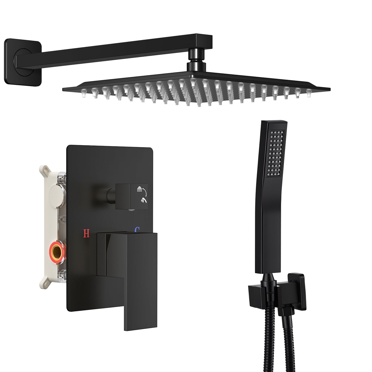 Wall-Mounted Shower Faucet Set - 10-Inch Overhead & Handheld Shower