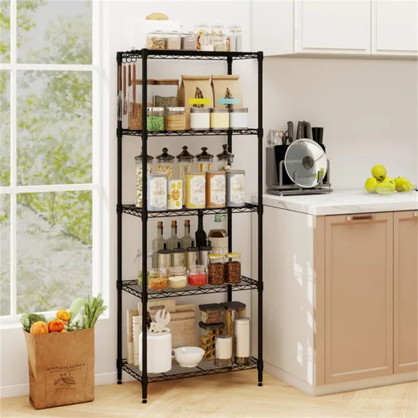 5-Tier Heavy-Duty Metal Wire Shelving, 750 LBS Total Load With
