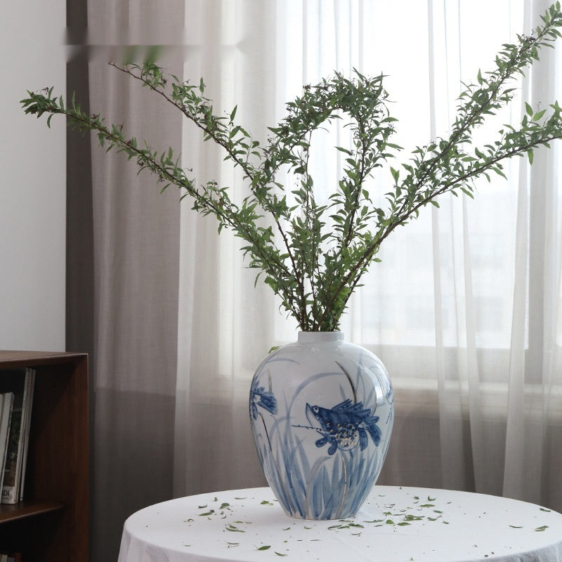 Minimalist Ceramic Vase 34x27x27cm - Hand-Painted Modern Home Decor