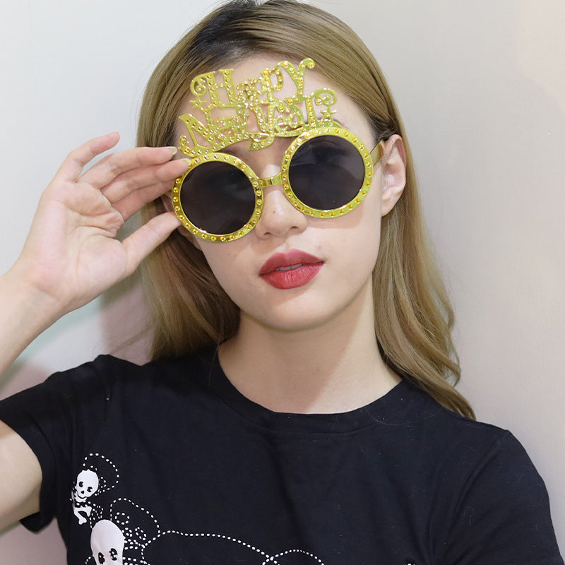 Funny New Year Party Glasses Supplies Photo Props Unisex Dress Up Accessories
