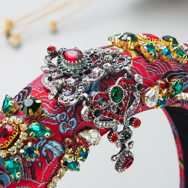 Rhinestone Embroidered Flower Headband