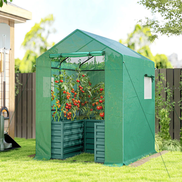 Walk-In Greenhouse with Raised Bed - 55.5" x 74.8"