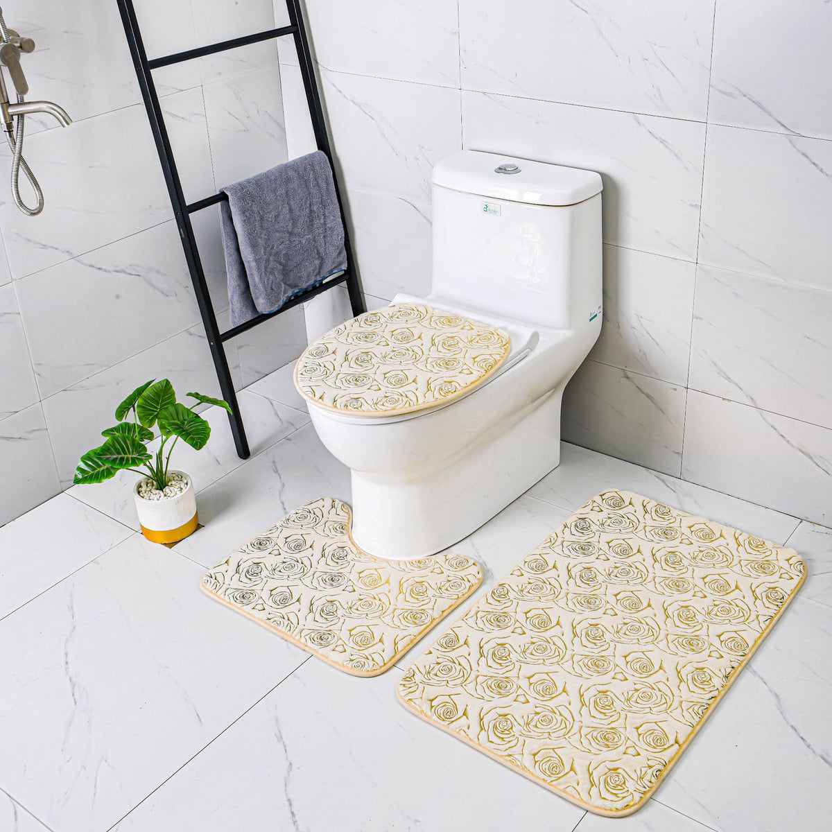 Gilding Carpet Bathroom Set Non-Slip Floor Mat Household Doorway Rug