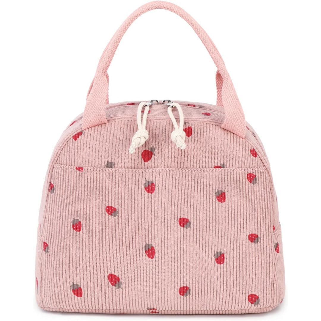 Large Capacity Insulated Lunch Bag - Corduroy Bento Tote with Fresh-Keeping Design