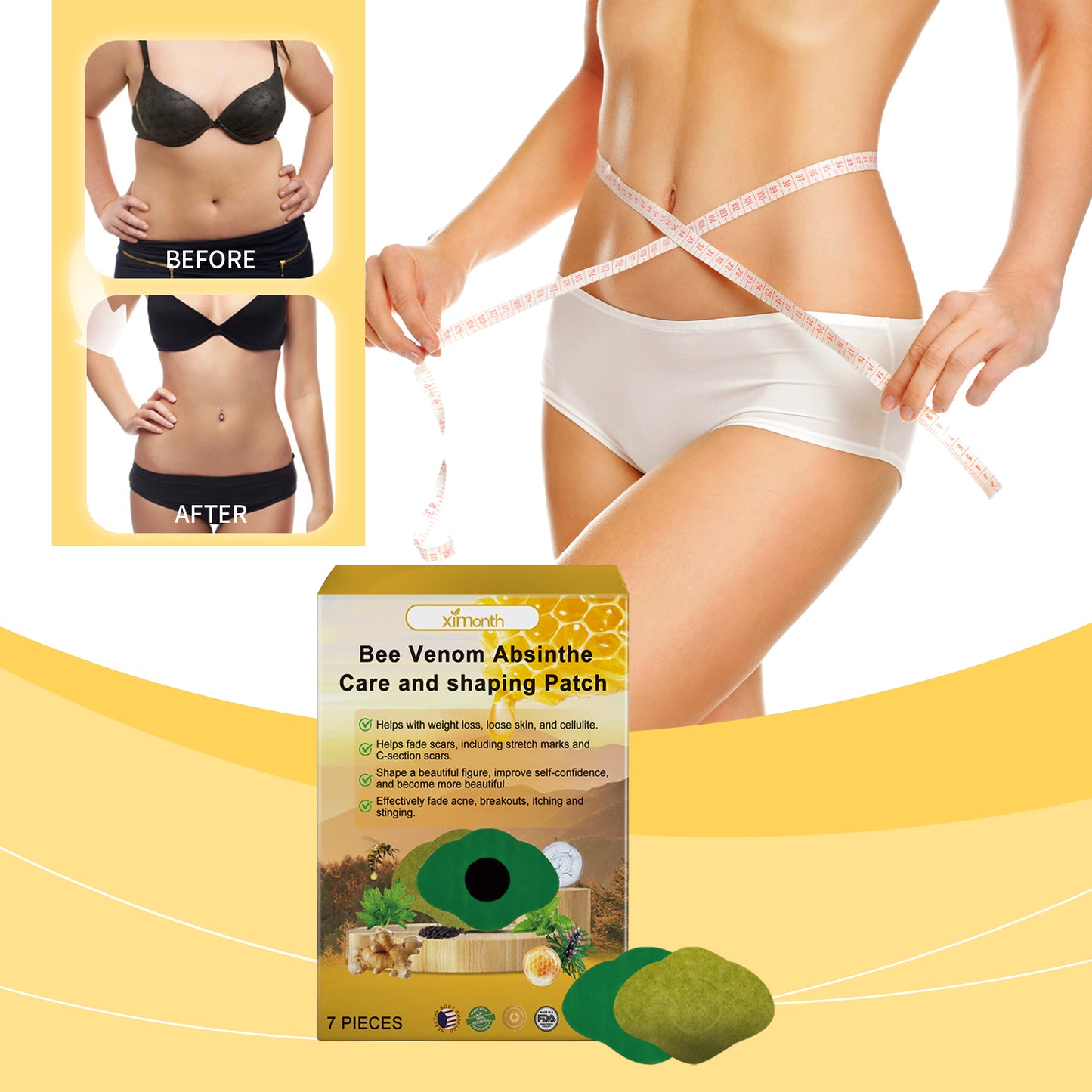 Bee Venom Slimming Patch - Firming Body Shaping Stick - 7 Pieces