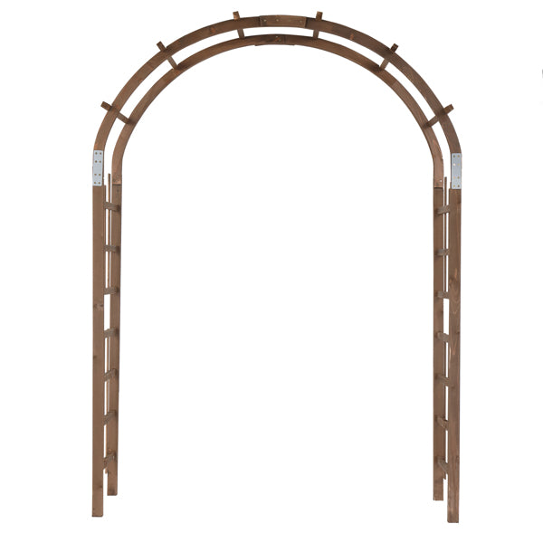 7FT Wooden Garden Arbor Wedding Arch Backdrop Stand for Ceremony and Party, Dark Brown