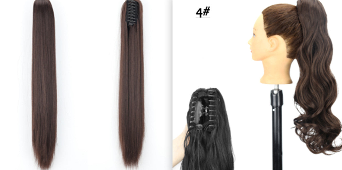 Long Straight Synthetic Wig with Ponytail Claw Clip - Chemical Fiber Hair Extension