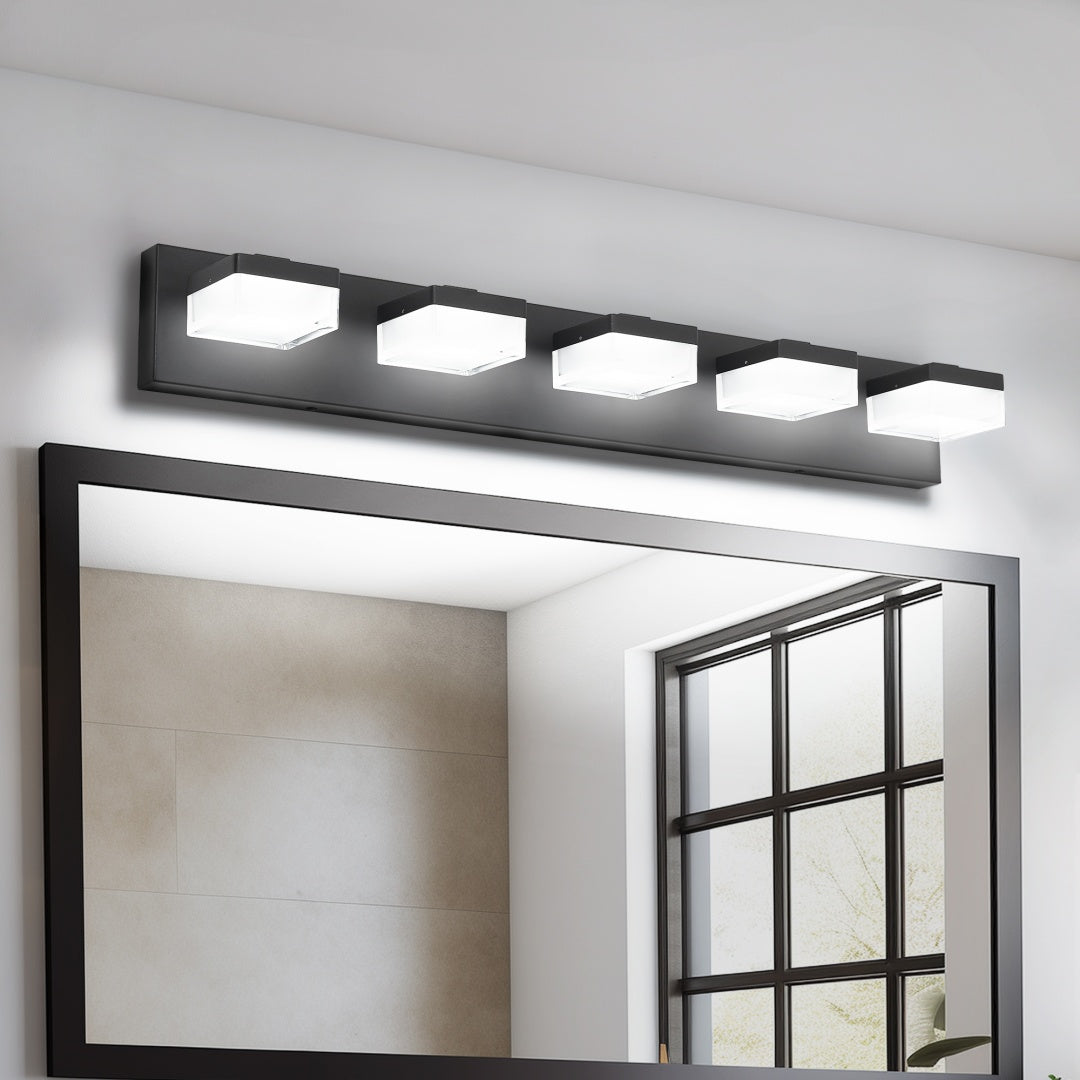 Modern Black Bathroom Vanity Light Fixture - 5 LED Lights