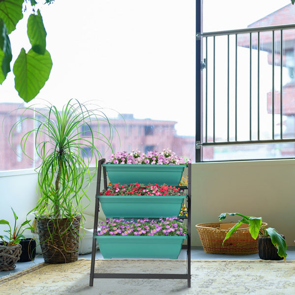Green Tiered Garden Planting Pots Set - 5 Floors Outdoor Indoor Planters