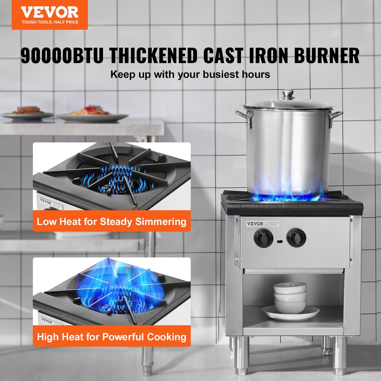 Commercial Gas Range Stove - 1 Burner Countertop Cooking Hot Plate