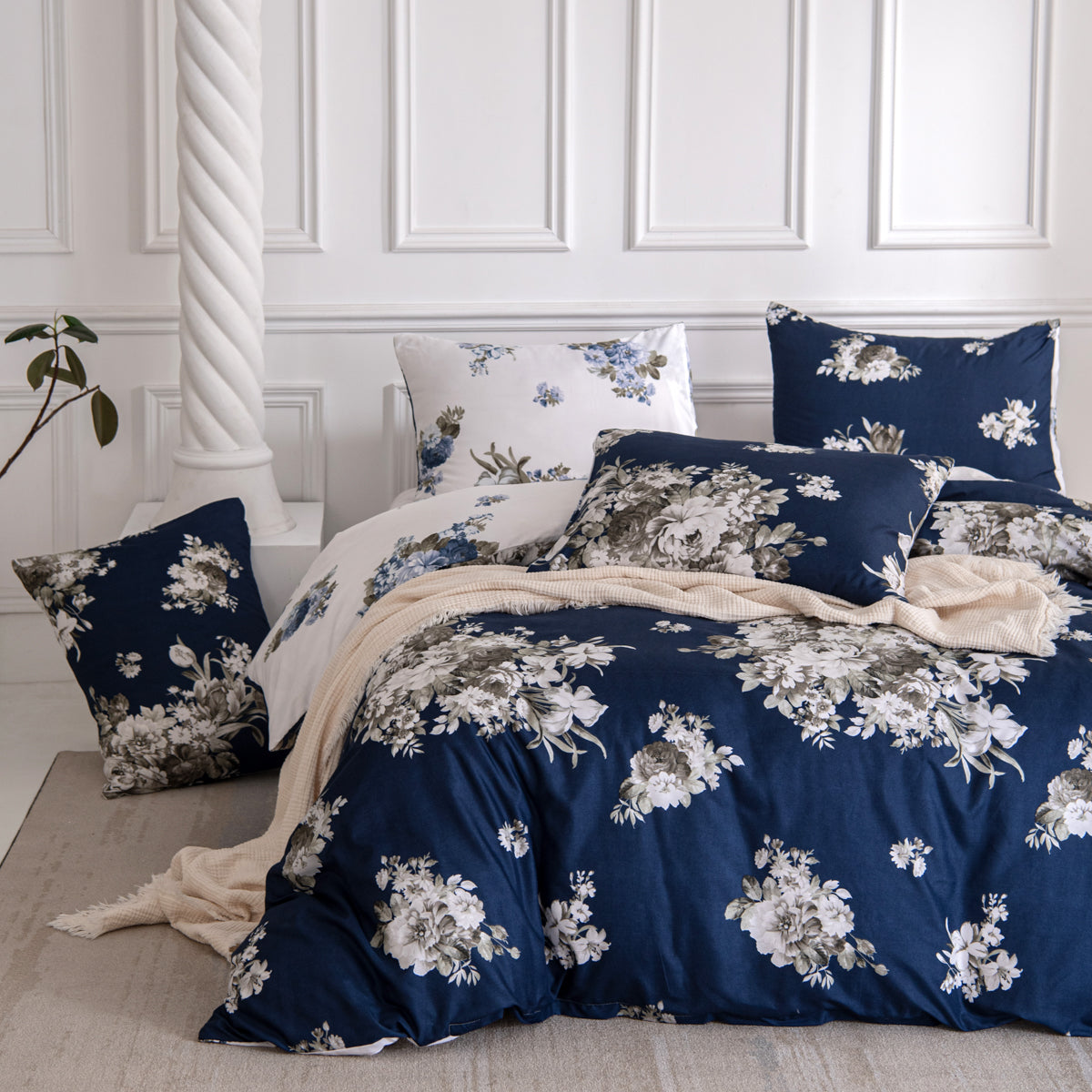 Cross Border Floral Print Duvet Cover Set - Elegant Breathable Bedding