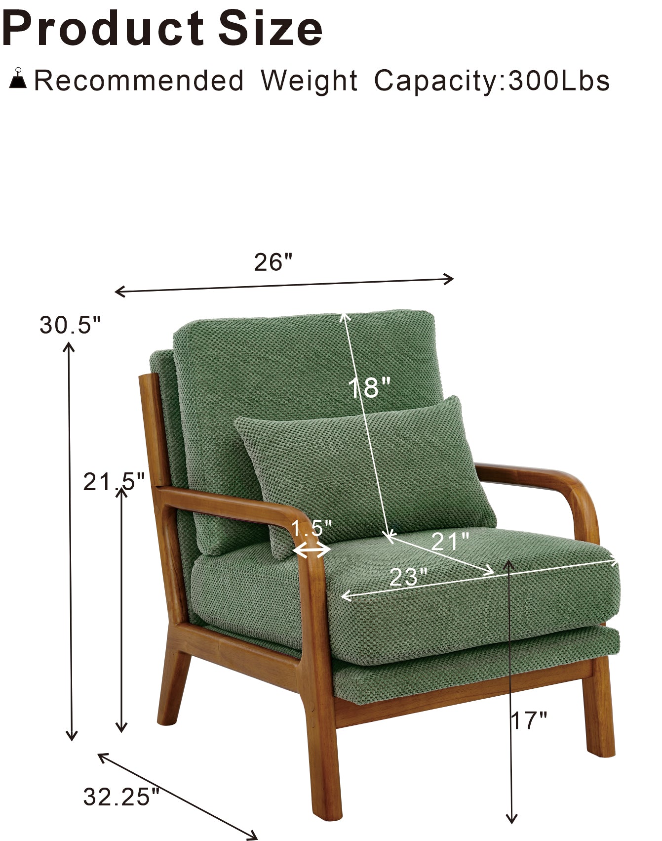 Mid-Century Modern Wooden Lounge Chair - Dark Green