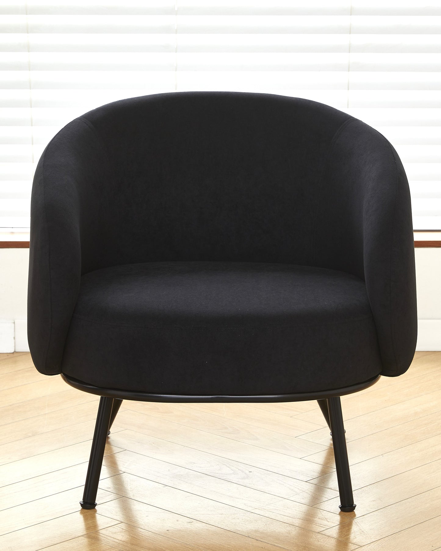 Mid-Century Modern Velvet Accent Chair, Upholstered Barrel Armchair