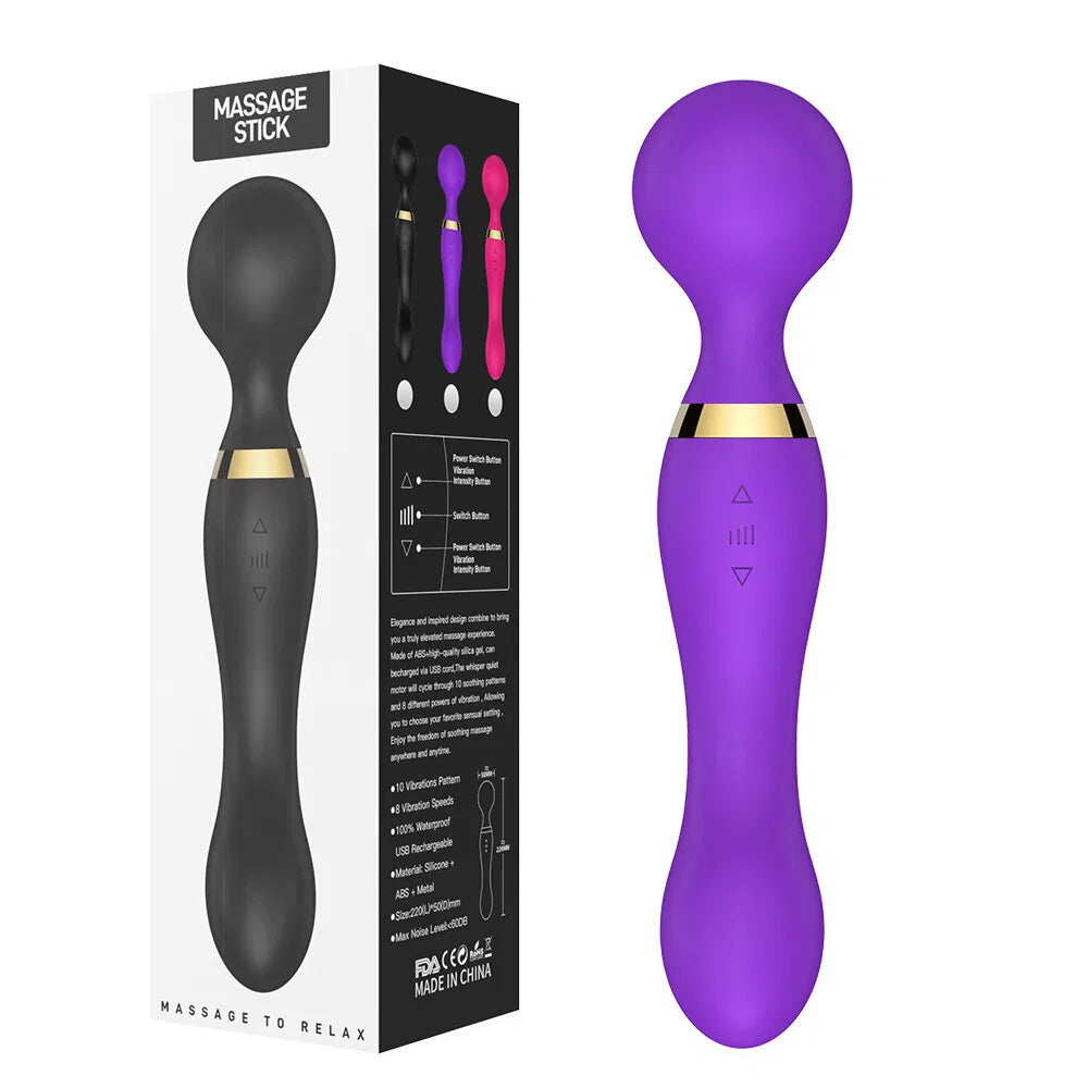 Rechargeable Double Head Wand Massager - 20 Modes & 8 Speeds