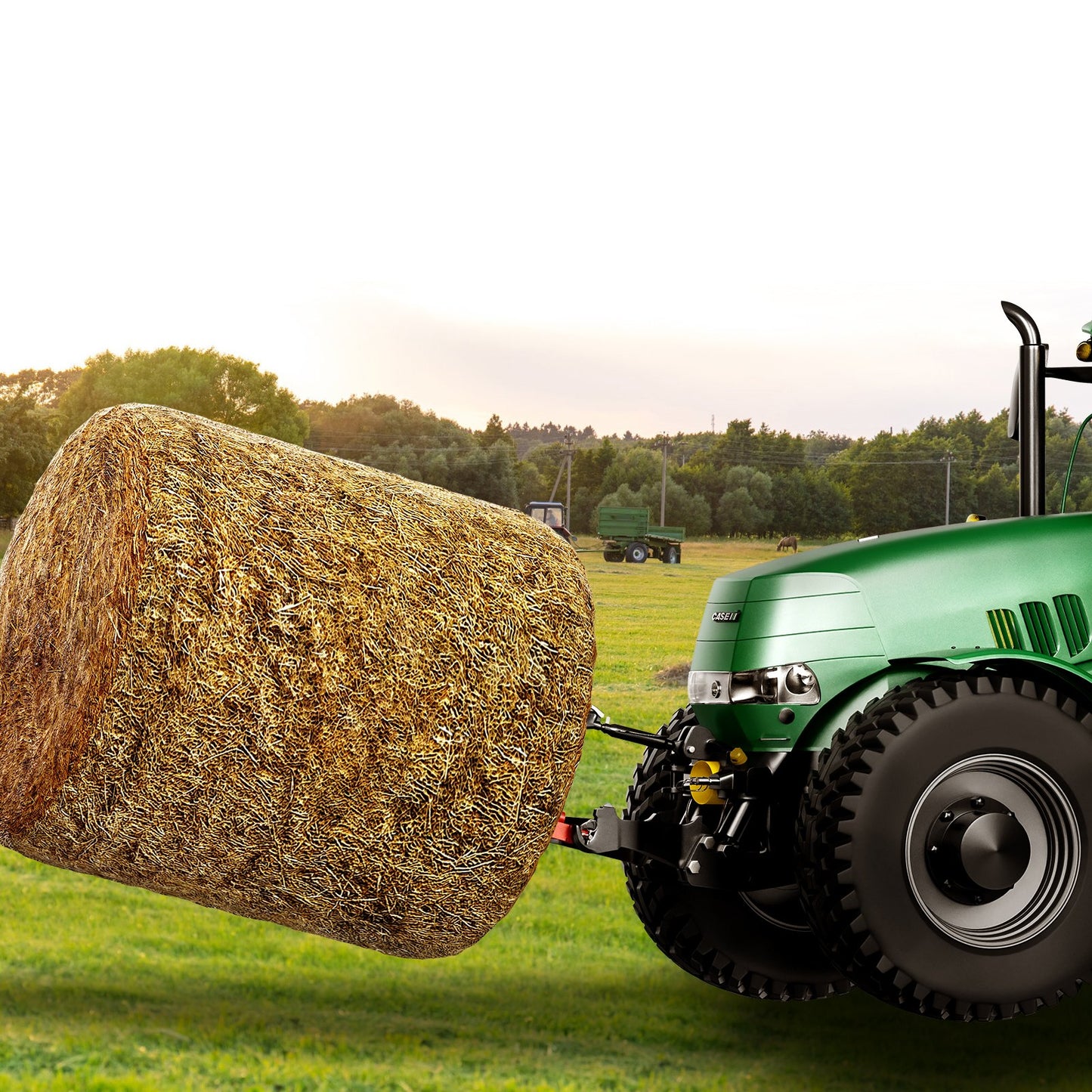 49-Inch Hay Spear Bale Fork with 1600 lbs Load Capacity for 3-Point Hitch Tractors - Red