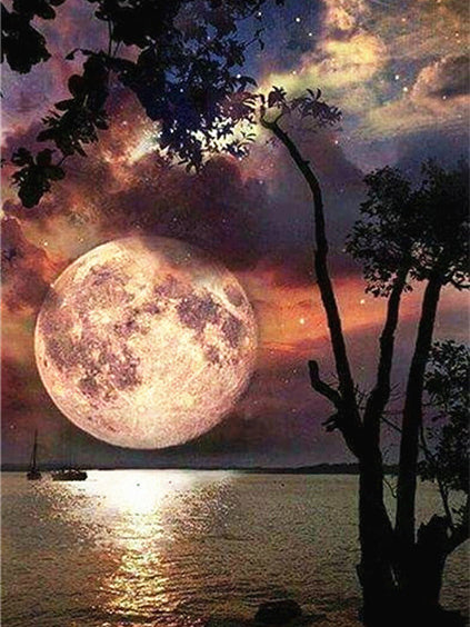 DIY Moon Full Square Diamond Painting Embroidery Home Decor