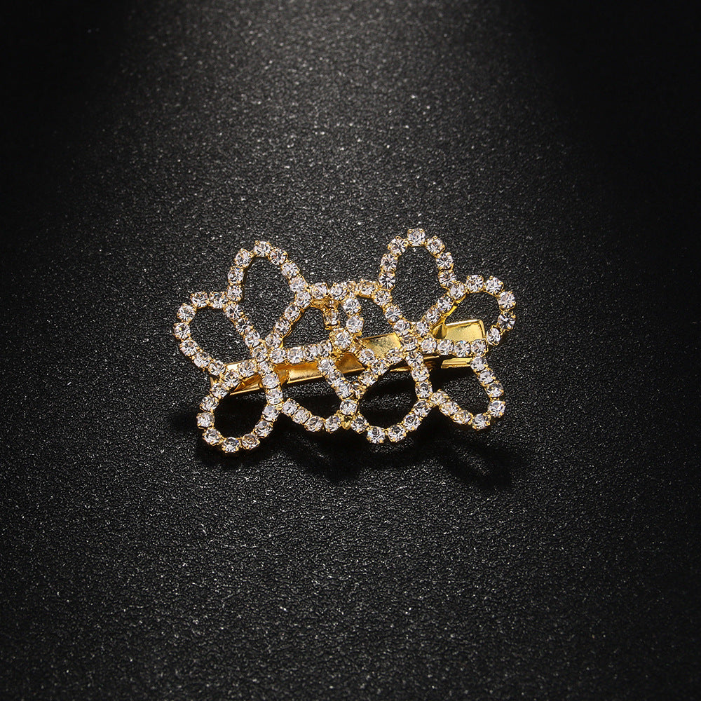 Flower Rhinestone Hair Barrette Clip for Women