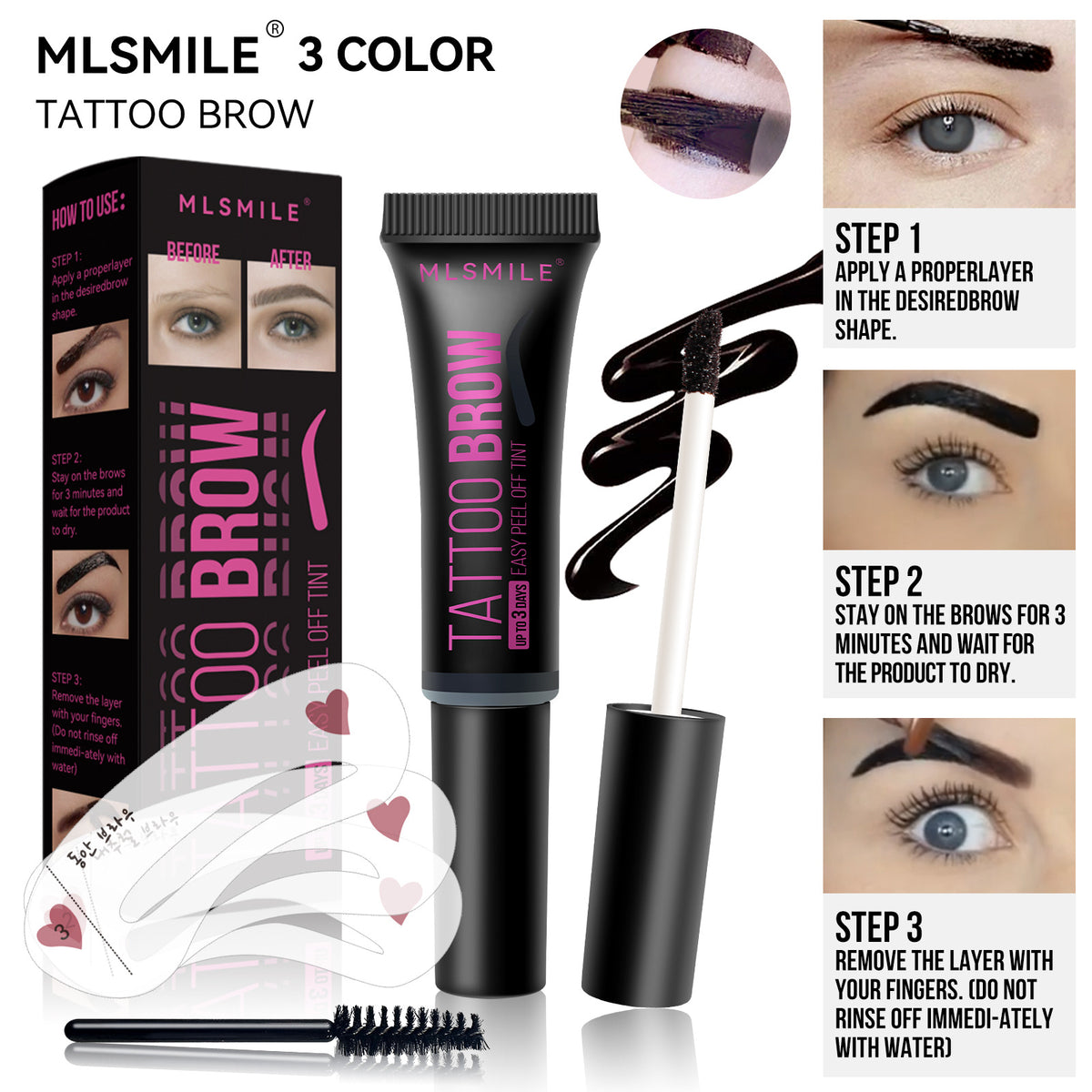 Long Lasting Waterproof Eyebrow Gel - Non Smudge, Dye & Pull